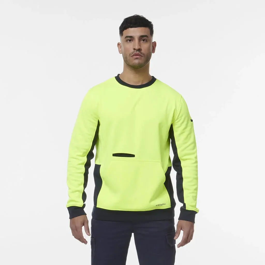 KingGee Hi Vis Spliced Crew Neck Fleece K55062